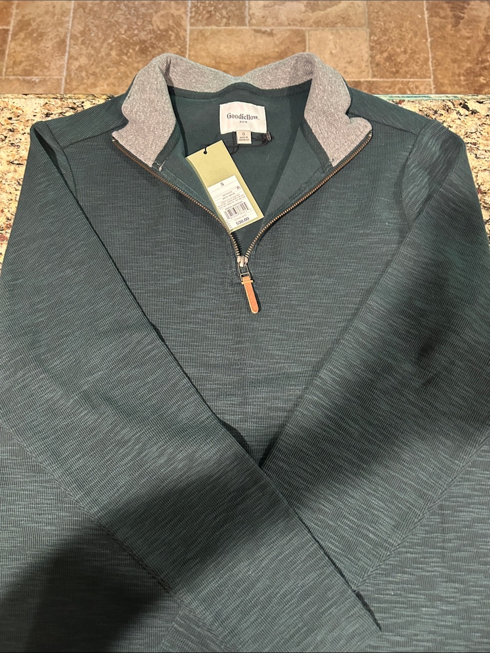 Goodfellow & Co Teal Quarter-Zip Sweater with Contrast Collar